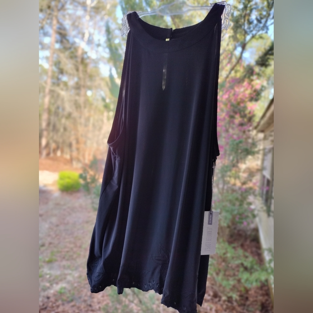 Jennifer Lopez Black Sleeveless Embroidered Top